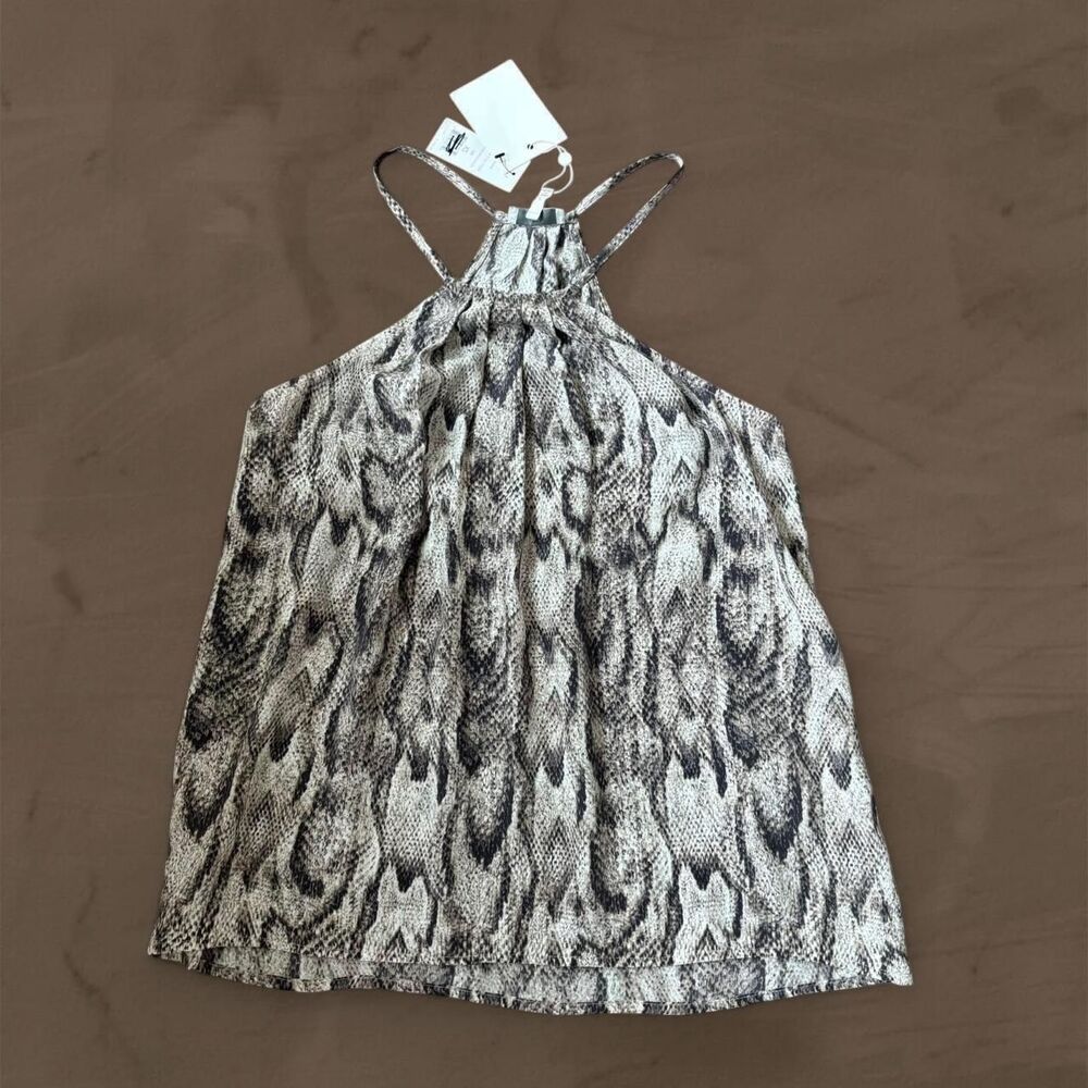 Joie Sleeveless Silk Python Print Cami Tank top brown beige size XS